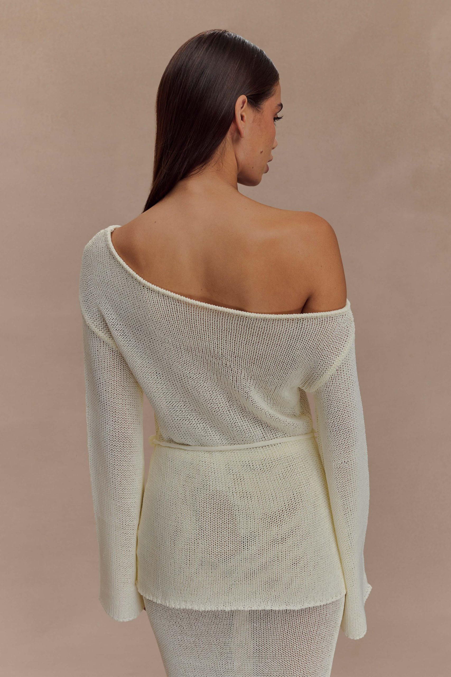 Reagan Off Shoulder Knit Top - White - Image 3