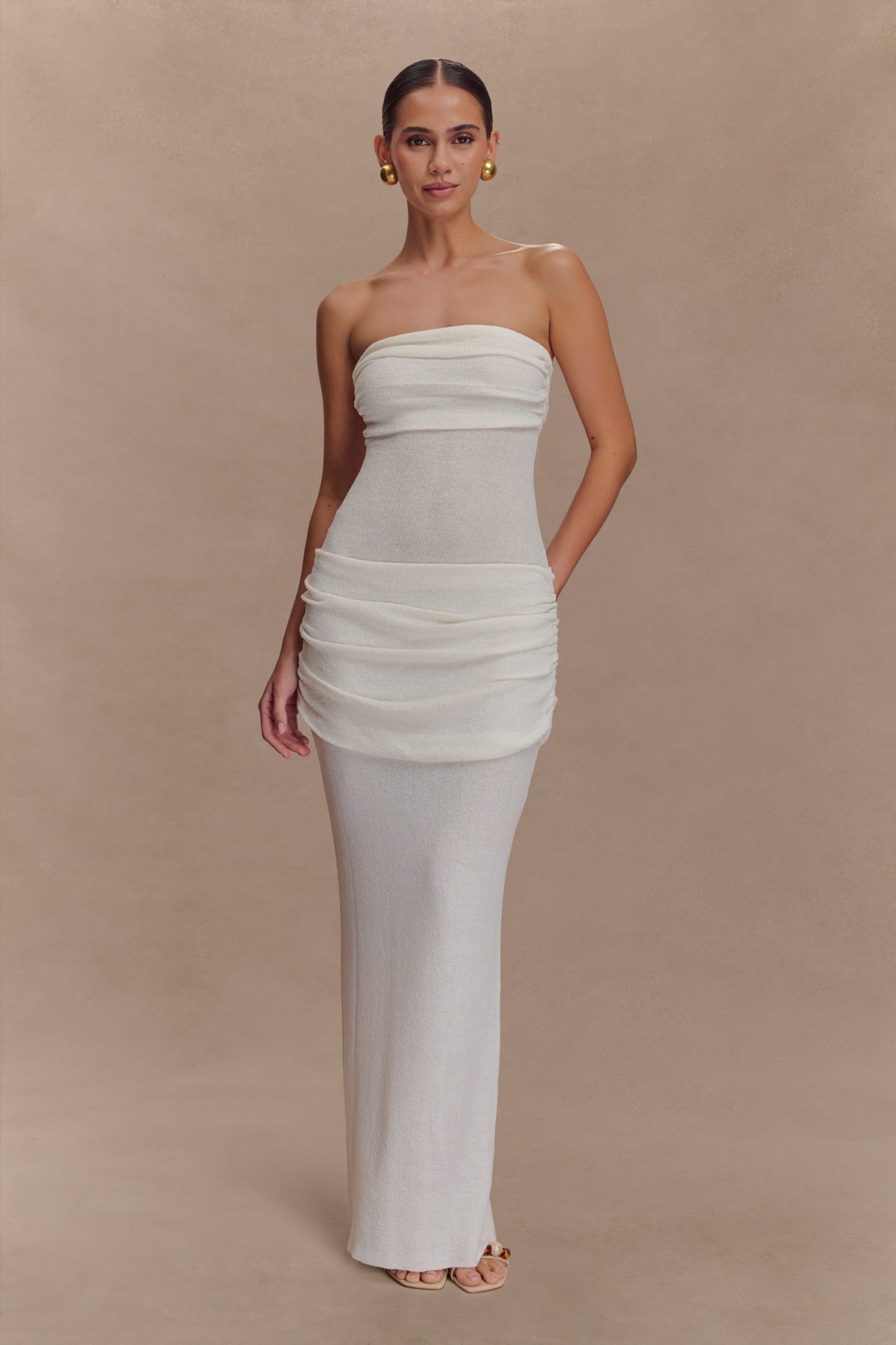 Elora Strapless Knit Maxi Dress - Ivory - Image 2