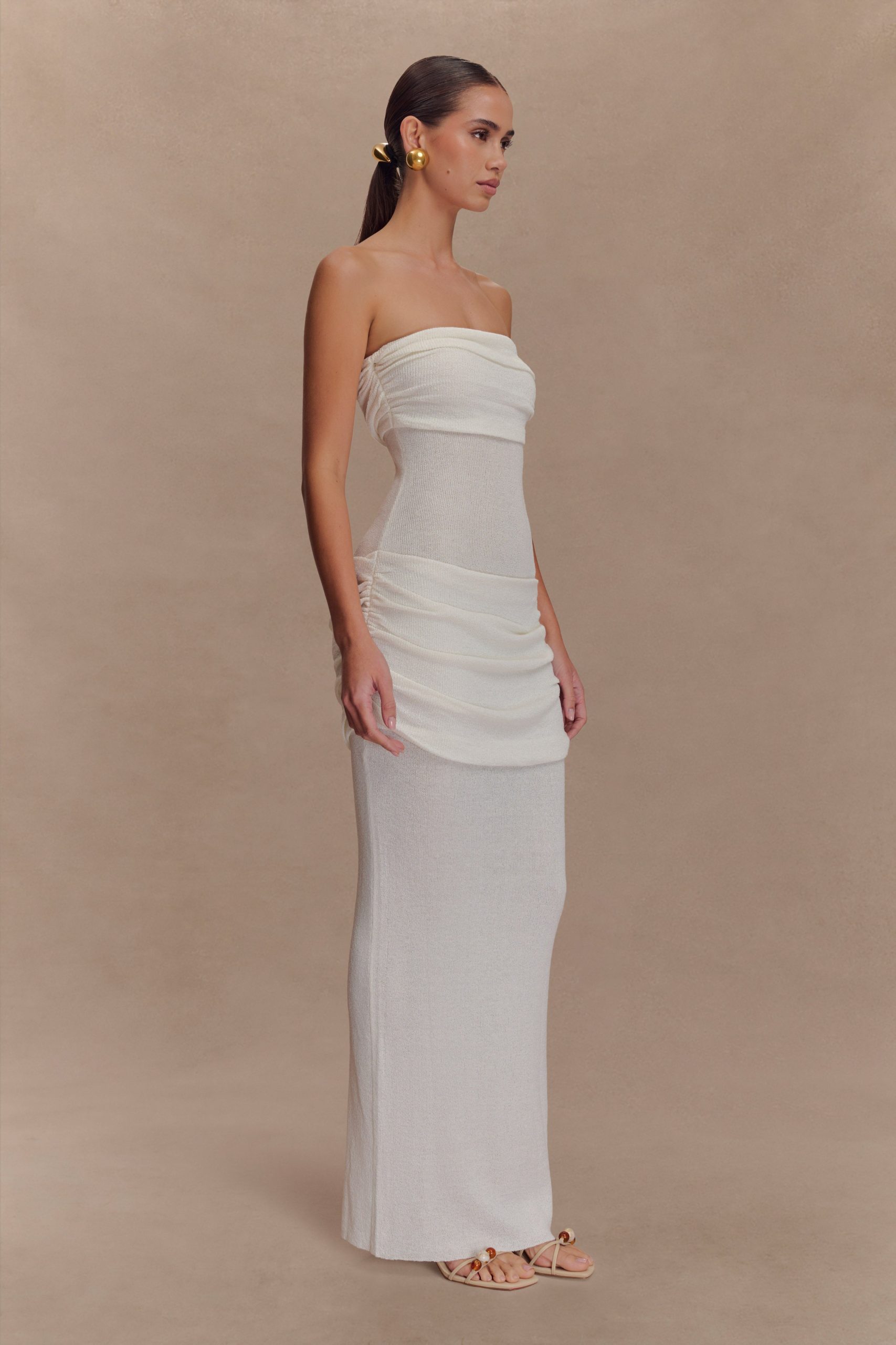 Elora Strapless Knit Maxi Dress - Ivory - Image 5