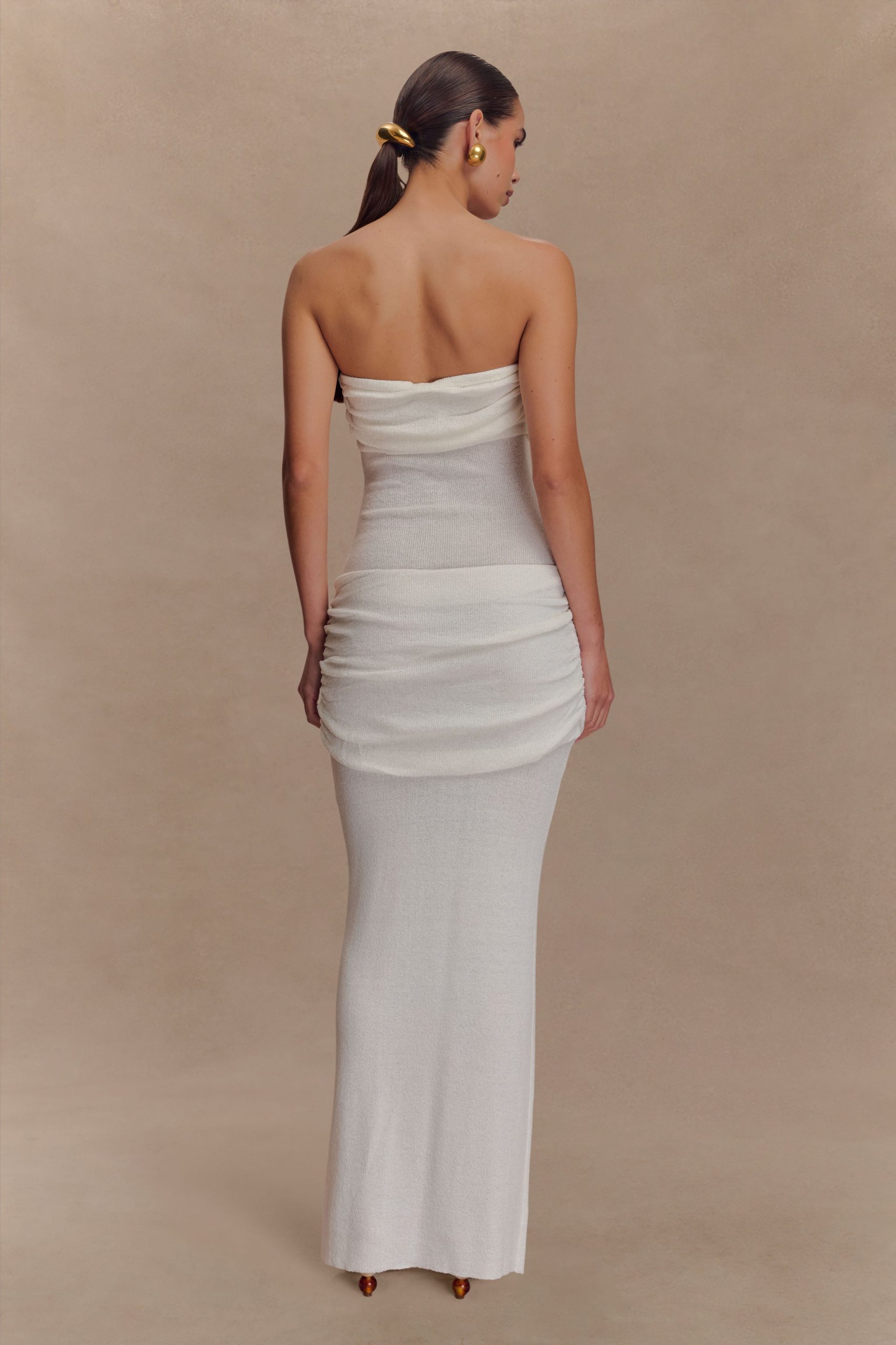 Elora Strapless Knit Maxi Dress - Ivory - Image 3