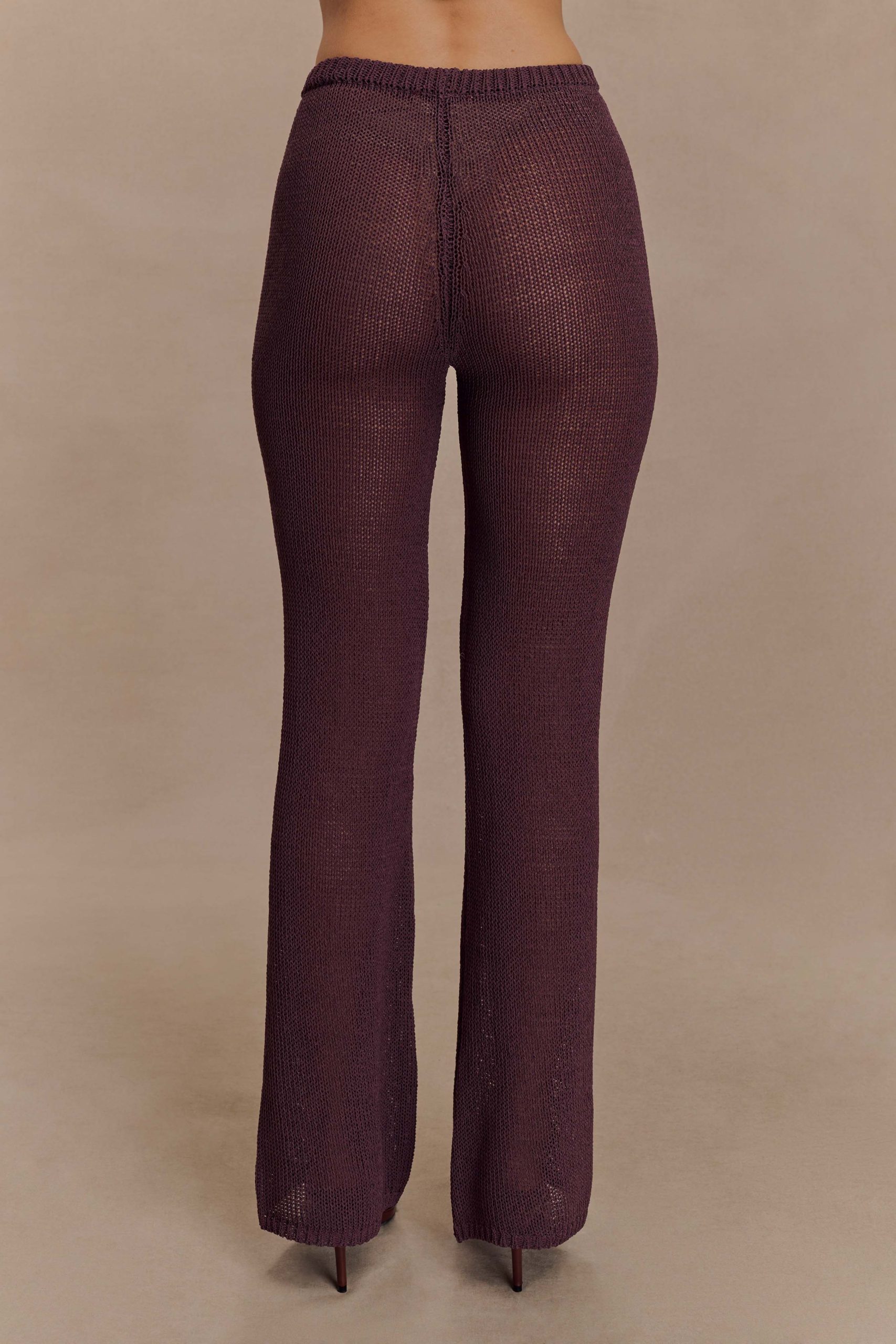 Malani Wide Leg Knit Pants - Chocolate - Image 2