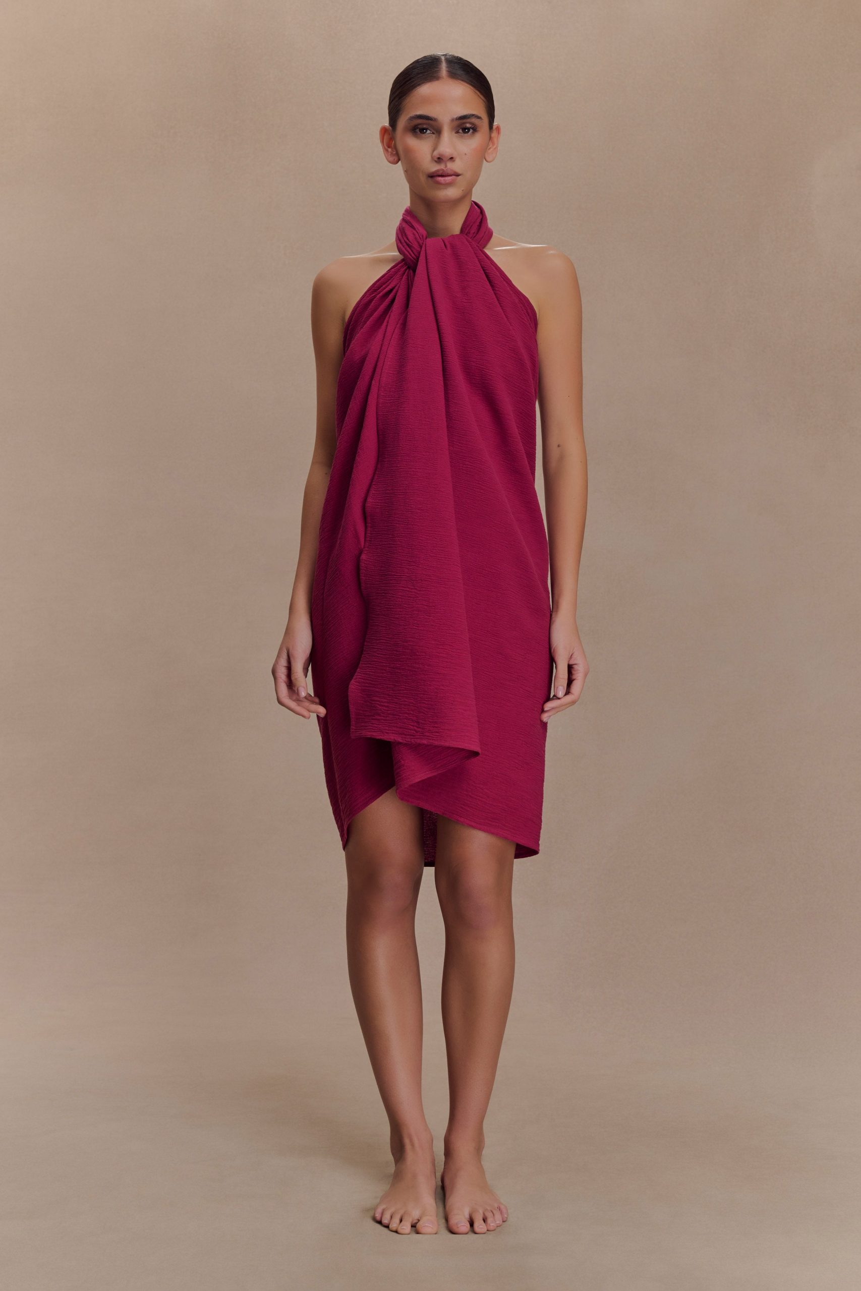 Evie Cotton Sarong - Wine - Image 4