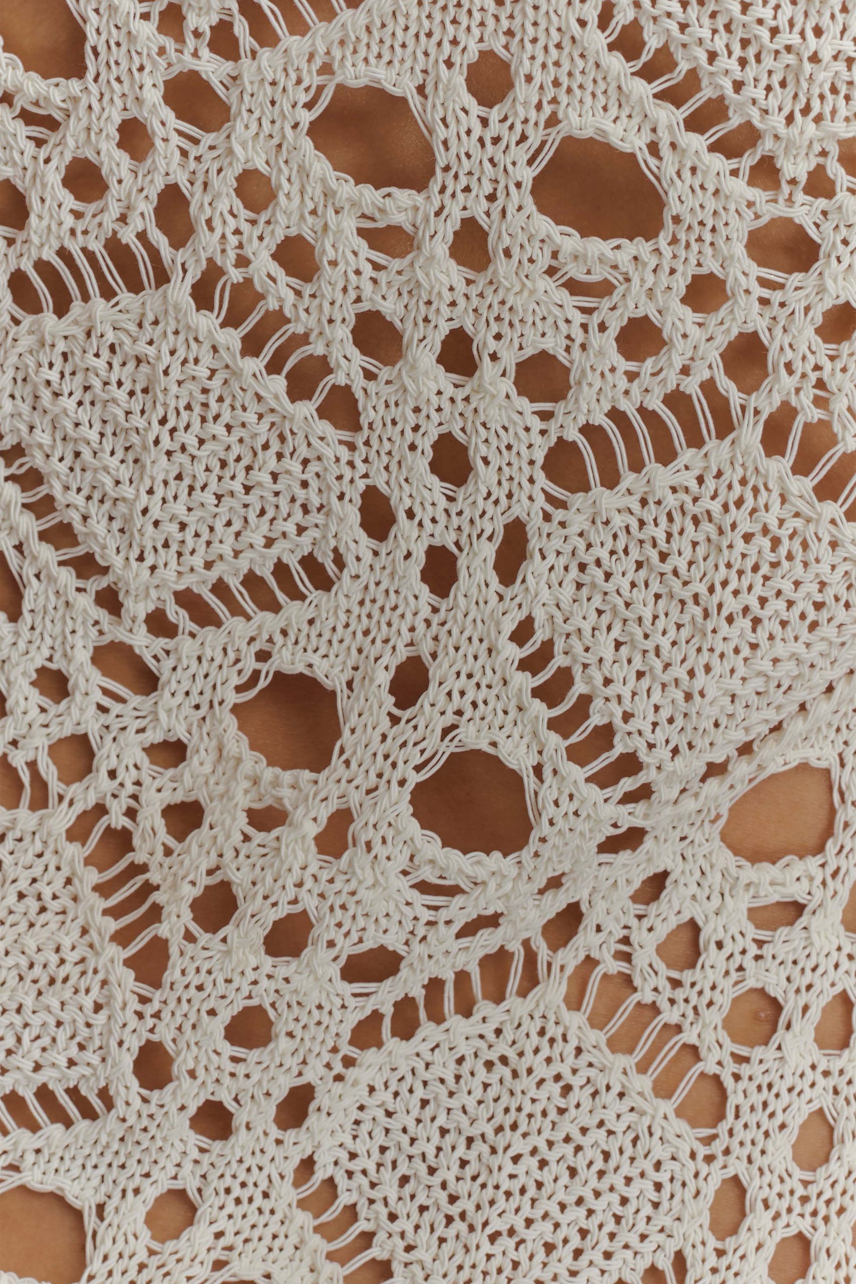 Aeline Strapless Crochet Knit Top - Ivory - Image 5