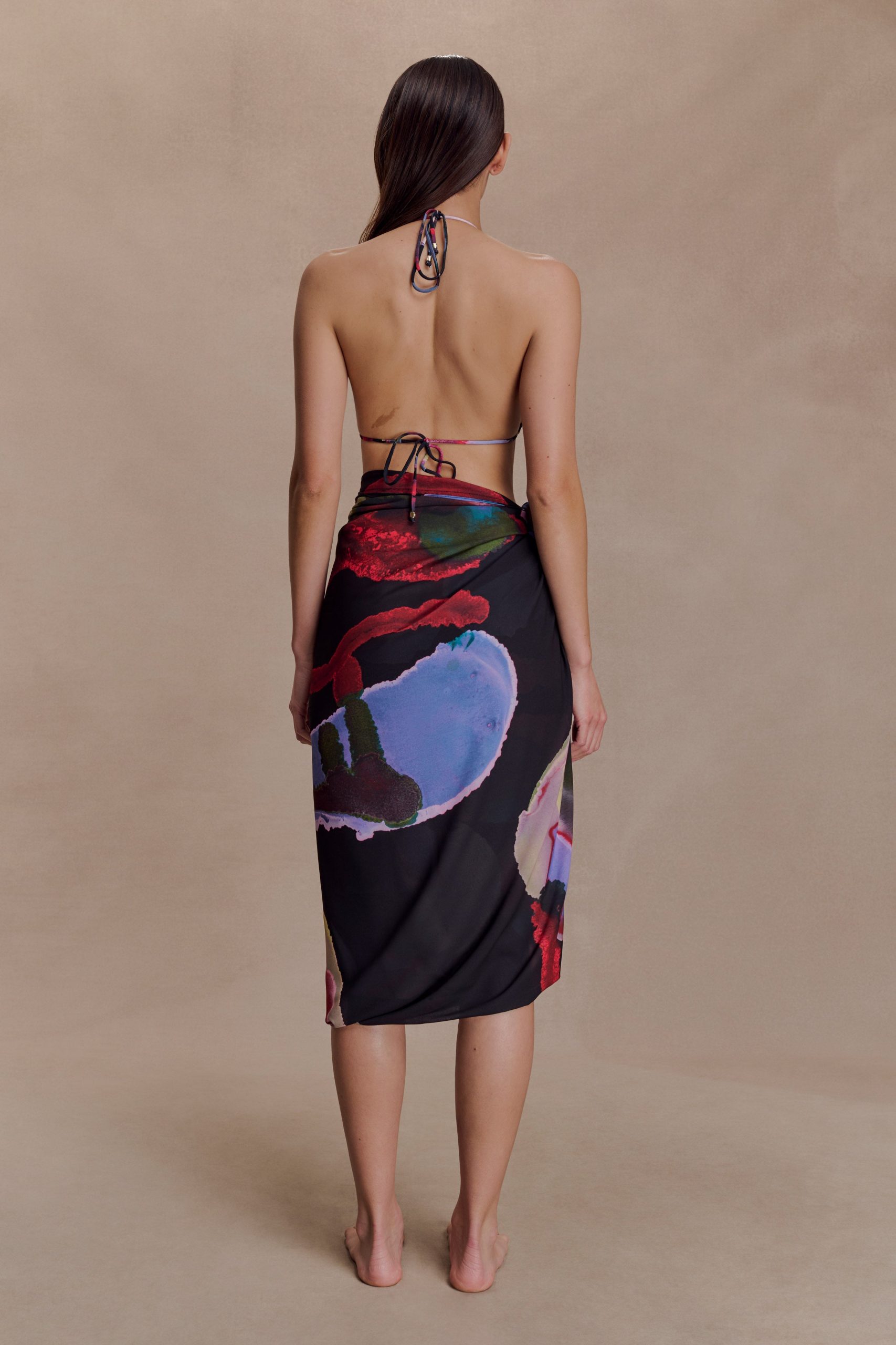 Evie Chiffon Sarong - Multi Fluid Reverie Print - Image 2