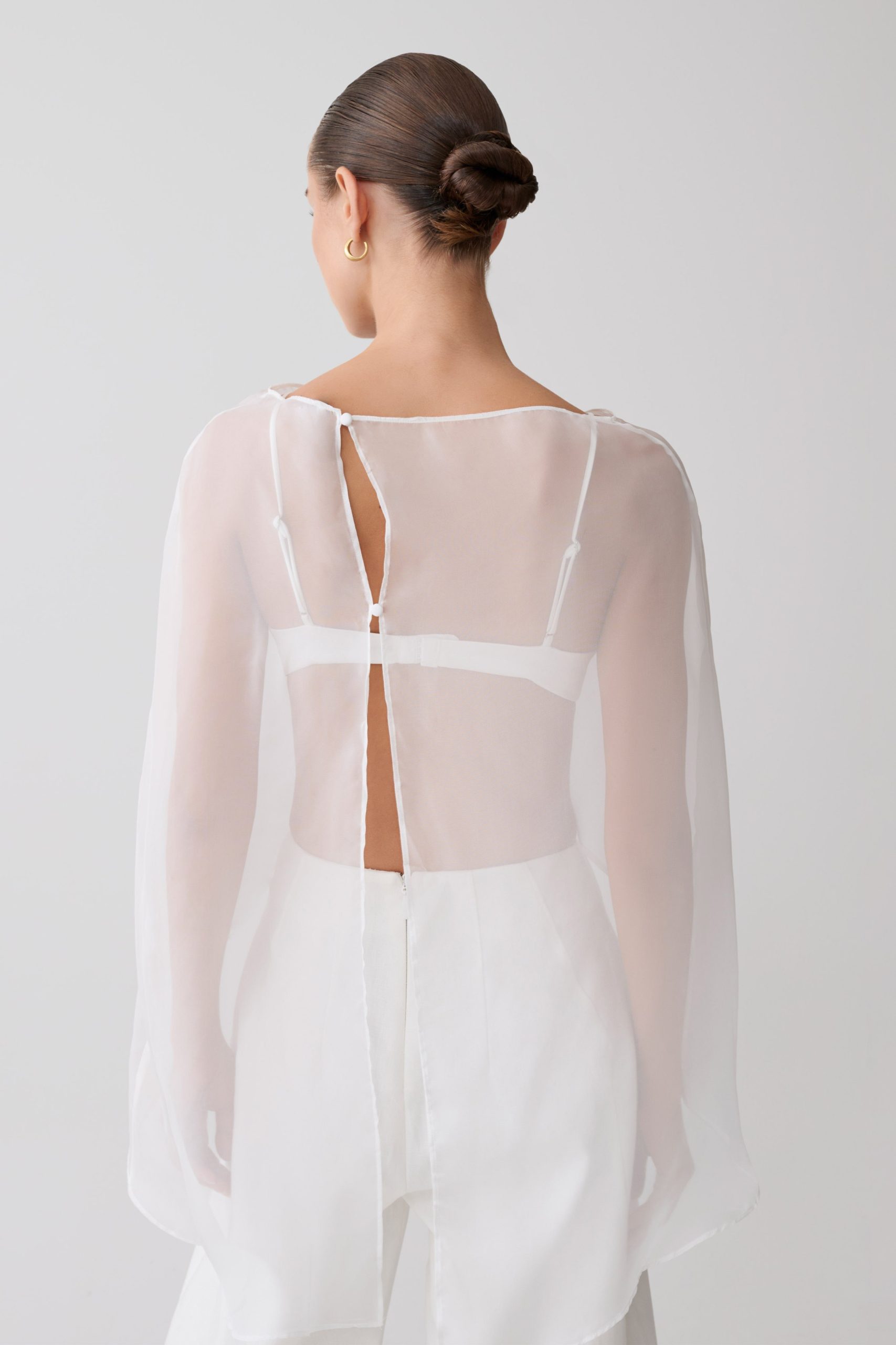 Kirstine Bralette With Chiffon Cape - Ivory - Image 2