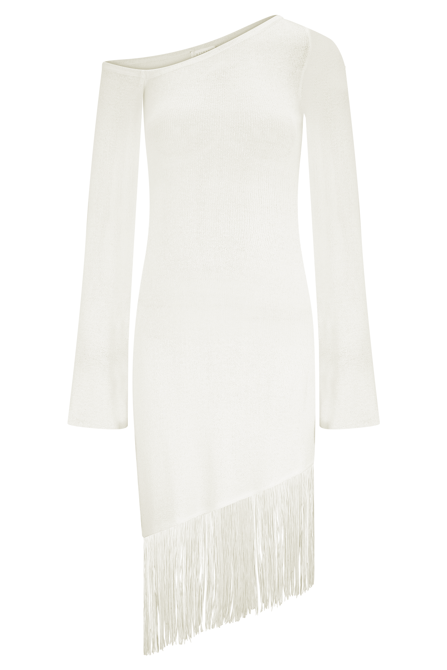 Kayden Fringe Off Shoulder Knit Mini Dress - Ivory - Image 7