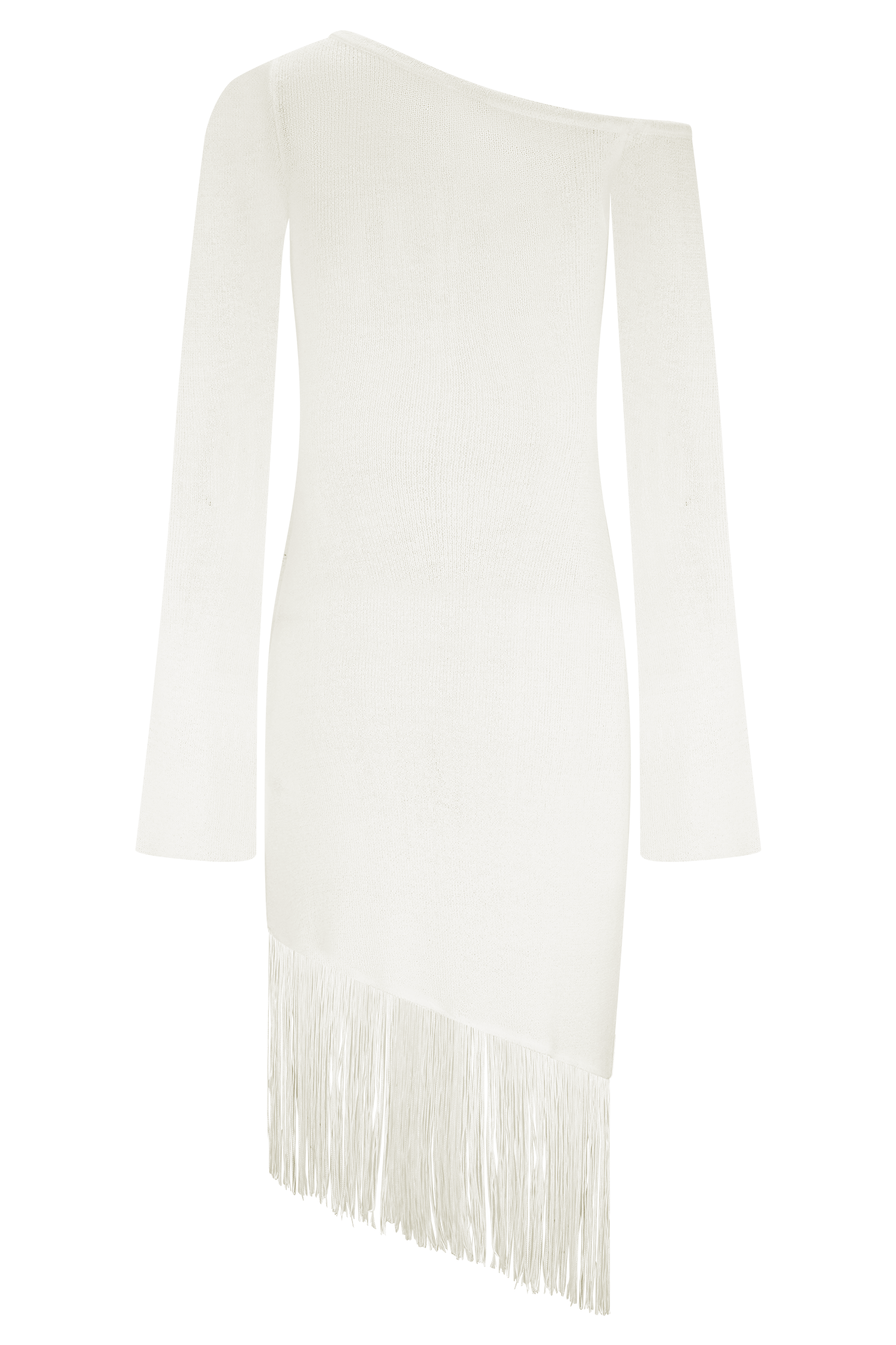 Kayden Fringe Off Shoulder Knit Mini Dress - Ivory - Image 6